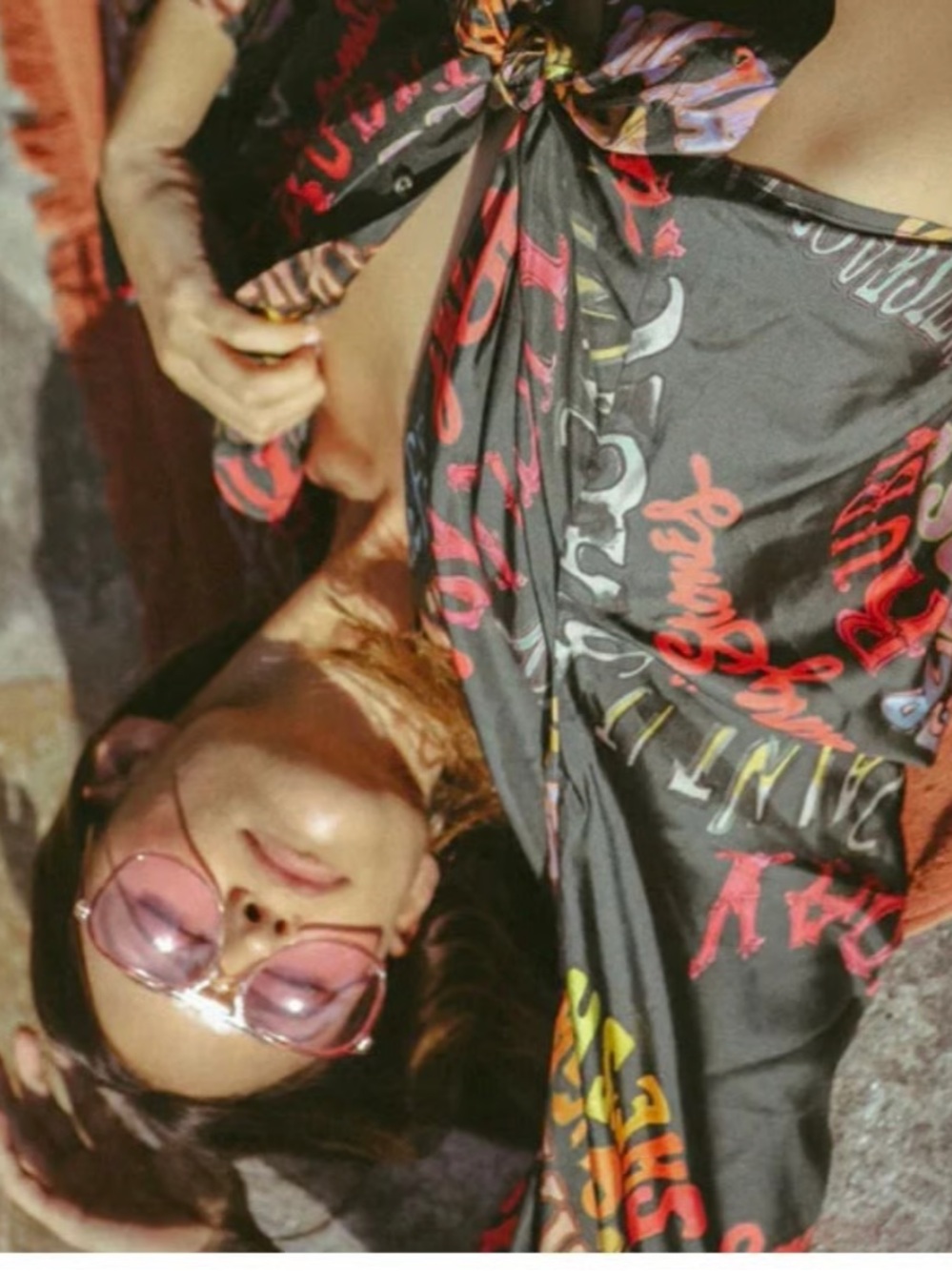 Stoned Immaculate the Rolling Stones Silk Black Graphic Women’s Blouse